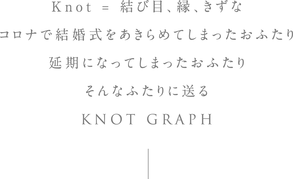 Ｋｎｏｔ = 結び目、縁、きずな コロナで結婚式をあきらめてしまったおふたり 延期になってしまったおふたり そんなふたりに送る　KNOT GRAPH。